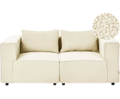 Beliani Dvivietė modulinė sofa AXEBO, kreminė balta, Boucle audinys
