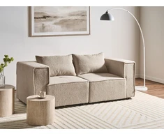 Beliani Dvivietė modulinė sofa AXEBO, smėlinės spalvos boucle audinys