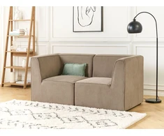 Beliani Dvivietė modulinė sofa LEMVIG, smėlio spalvos velvetas