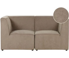 Beliani Dvivietė modulinė sofa LEMVIG, smėlio spalvos velvetas