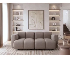 Beliani Dvivietė modulinė sofa „MAKSABERG“, smėlio pilkos spalvos