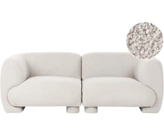 Beliani Dvivietė modulinė sofa MJALBI, kreminės baltos spalvos „Boucle“ audinys
