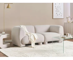 Beliani Dvivietė modulinė sofa MJALBI, kreminės baltos spalvos „Boucle“ audinys