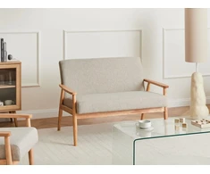 Beliani Dvivietė sofa ESRUM šviesiai ruda/pilka