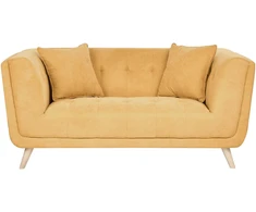 Beliani Dvivietė sofa HABO garstyčių spalvos