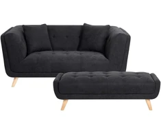 Beliani Dvivietė sofa HABO, juoda