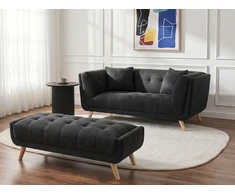 Beliani Dvivietė sofa HABO, juoda