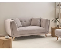 Beliani Dvivietė sofa HABO smėlio ir pilkos spalvos