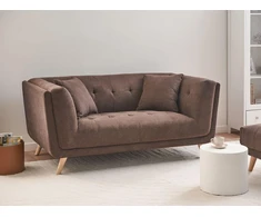 Beliani Dvivietė sofa HABO tamsiai ruda