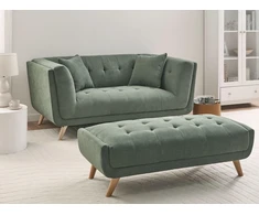Beliani Dvivietė sofa HABO, žalia, su otomane
