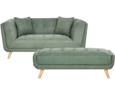 Beliani Dvivietė sofa HABO, žalia, su otomane