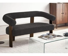 Beliani Dvivietė sofa ILBRO Boucle juoda / tamsiai ruda