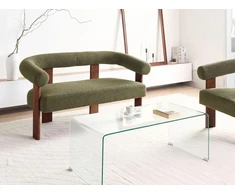 Beliani Dvivietė sofa ILBRO, bukli audinys, žalia/tamsiai ruda