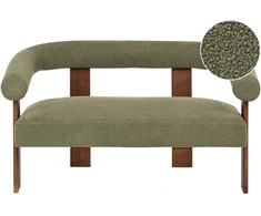 Beliani Dvivietė sofa ILBRO, bukli audinys, žalia/tamsiai ruda