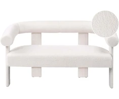 Beliani Dvivietė sofa ILBRO, bukliuotas audinys, dramblio kaulo spalva