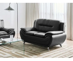 Beliani Dvivietė sofa LEIRA, ekologiška oda, juoda