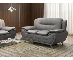 Beliani Dvivietė sofa LEIRA, veganiška ekologiška oda, pilka