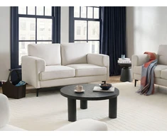Beliani Dvivietė sofa LOUSTO šviesiai smėlio spalvos
