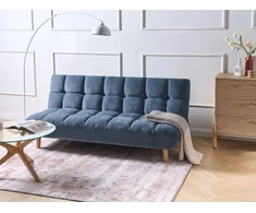 Beliani Dvivietė sofa-lova RISOR, šenilinė, mėlyna
