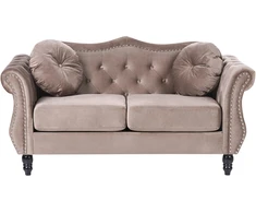 Beliani Dvivietė sofa SKIEN, veliūras, smėlio ir juodos spalvos