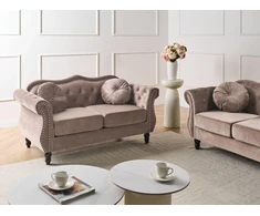 Beliani Dvivietė sofa SKIEN, veliūras, smėlio ir juodos spalvos