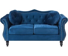 Beliani Dvivietė sofa SKIEN veliūrinė tamsiai mėlyna