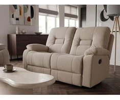 Beliani Dvivietė sofa su mechanine atsipalaidavimo funkcija BERGEN smėlio pilkos spalvos