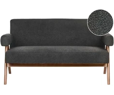 Beliani Dvivietė sofa TAMRE Boucle, juoda / tamsiai ruda