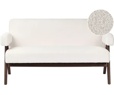 Beliani Dvivietė sofa TAMRE Bouclé, kreminė balta / tamsiai ruda