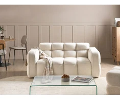 Beliani Dvivietė sofa UTANA Bouclé, kreminės baltos spalvos