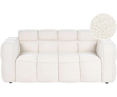 Beliani Dvivietė sofa UTANA Bouclé, kreminės baltos spalvos