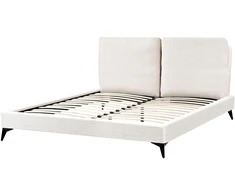 Beliani Dvultė lova MELLE Boucle 160 x 200 cm, kreminė balta