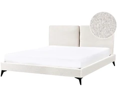 Beliani Dvultė lova MELLE Boucle 160 x 200 cm, kreminė balta