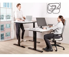 Beliani Elektriškai reguliuojamas rašomasis stalas DESTINES baltas/juodas 120 cm 72 cm