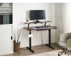 Beliani Elektriškai reguliuojamas stalas WILBANKS rudas / juodas 120 cm 60 cm su USB jungtimi