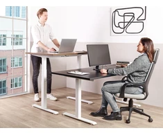 Beliani Elektriškai reguliuojamas stalas DESTINES juodas/baltas 120 cm 72 cm