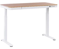 Beliani Elektriškai reguliuojamas stalas KENLY rudas / baltas 120 cm 60 cm su USB jungtimi