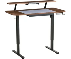 Beliani Elektriškai reguliuojamas stalas WILBANKS rudas / juodas 120 cm 60 cm su USB jungtimi