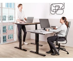 Beliani Elektriškai reguliuojamas stalas DESTINES pilkas/juodas 120 cm 72 cm