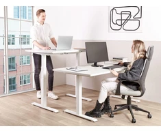 Beliani Elektriškai reguliuojamas stalas DESTINES baltas 120 cm 72 cm