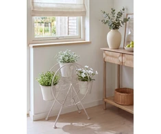 Beliani Gėlių stovas CROWBERRY 43 cm kreminės baltos spalvos metalinis