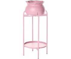 Beliani Gėlių stovas MOKUREN, 25 cm, metalinis, rožinis