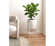 Beliani Gėlių vazonas su kojelėmis HYBRIDUM Metalinis 33 cm Baltas