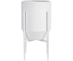 Beliani Gėlių vazonas su kojelėmis HYBRIDUM Metalinis 33 cm Baltas