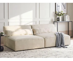 Beliani HELLNAR dvivietė modulinė sofa, veliūras, šviesiai smėlio spalvos