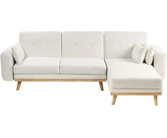 Beliani Išskleidžiama 3 vietų kampinė sofa KAARINA, balta, kairinė