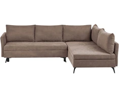 Beliani Išskleidžiama 3 vietų kampinė sofa KOGE, ruda, su patalynės dėže, kairinė