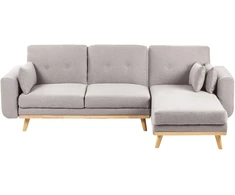 Beliani Išskleidžiama 3 vietų kampinė sofa KAARINA, pilka, kairinė