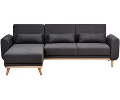 Beliani Išskleidžiama 3 vietų kampinė sofa OLLSTA, juoda, dešininė