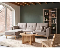 Beliani Išskleidžiama 3 vietų kampinė sofa KAARINA, smėlio spalvos, dešininė